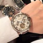 New Fake Cartier Tourbillon Ballon Bleu Watch Brown Leather Band